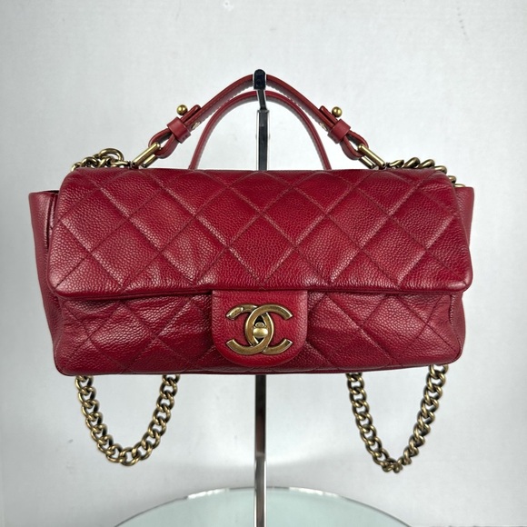 CHANEL Handbags - Chanel Coco Handle Medium Red Caviar Leather GHW